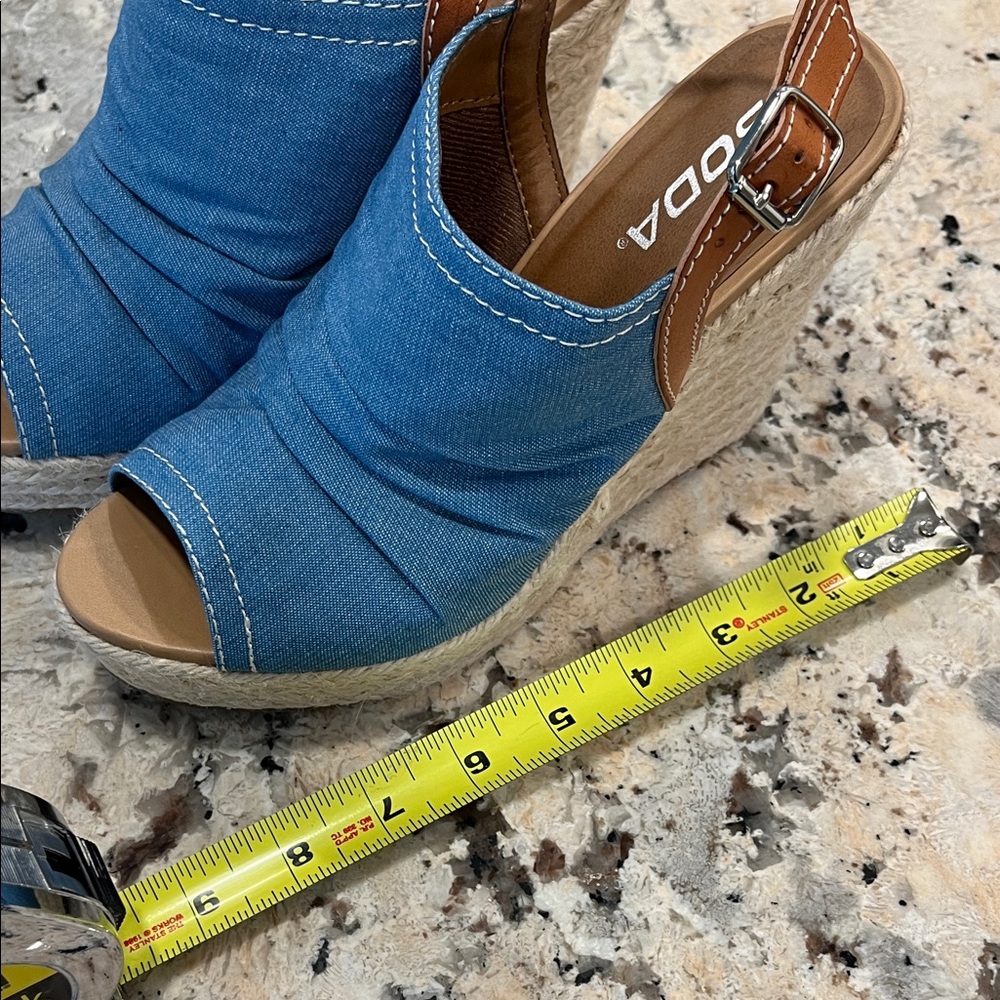 Soda Blue Espadrille Shoes with Adjustable Slingback - Picture 3 of 7